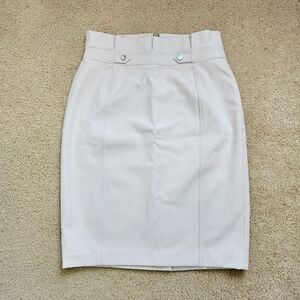 White House Black Market Pencil Skirt Size 8 Womens Beige Buttons